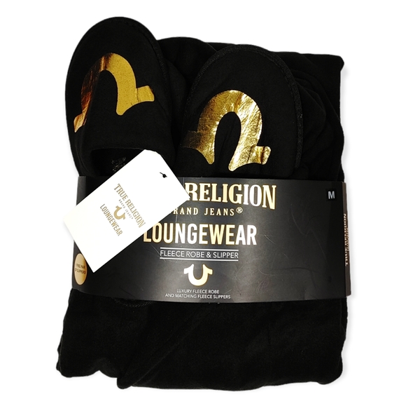 True Religion Other - True Religion Black Robe and Slipper Set Size Medium